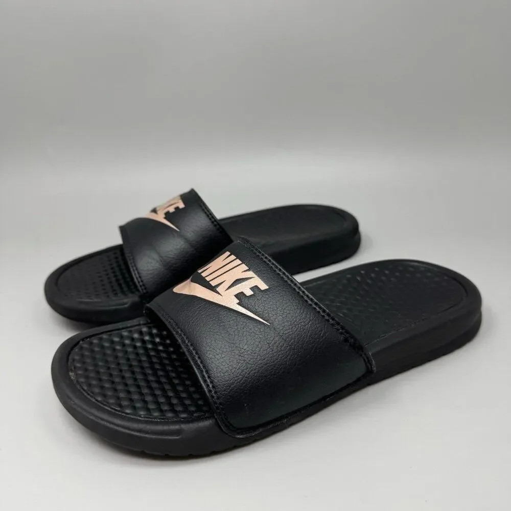 Nike Womens Benassi Jdi 343881-007 Black Open Toe Slip-On Slide Sandals Size 6